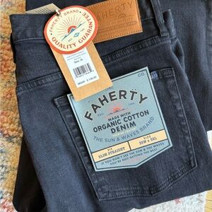Faherty Men's Dark Gray Organic Cotton Jeans